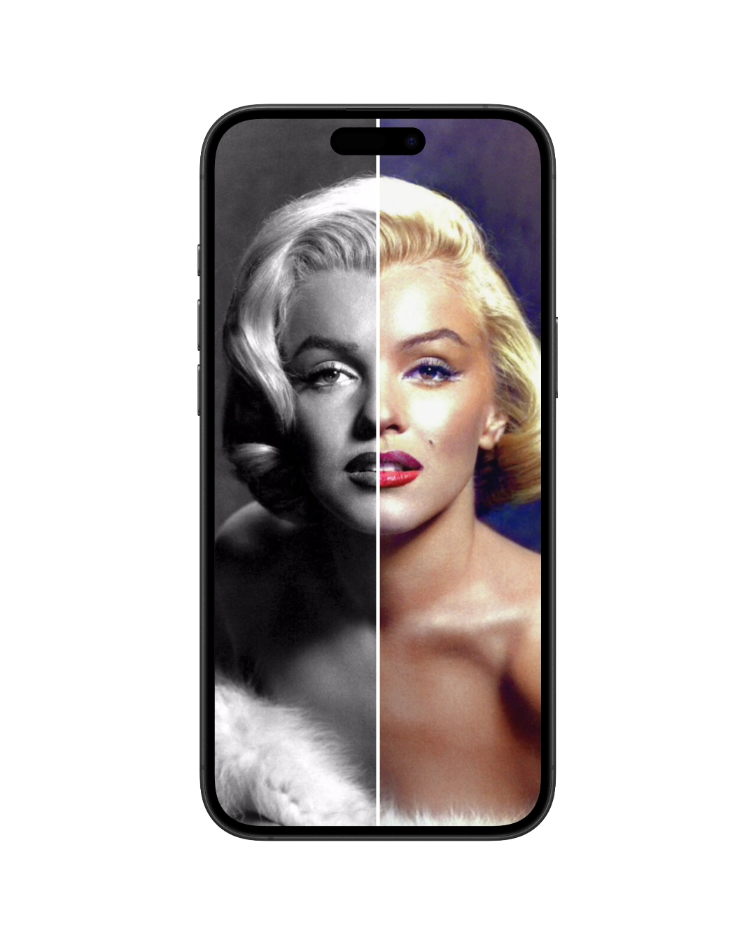 ColouriseAI iPhone app showing before and after photo colorization